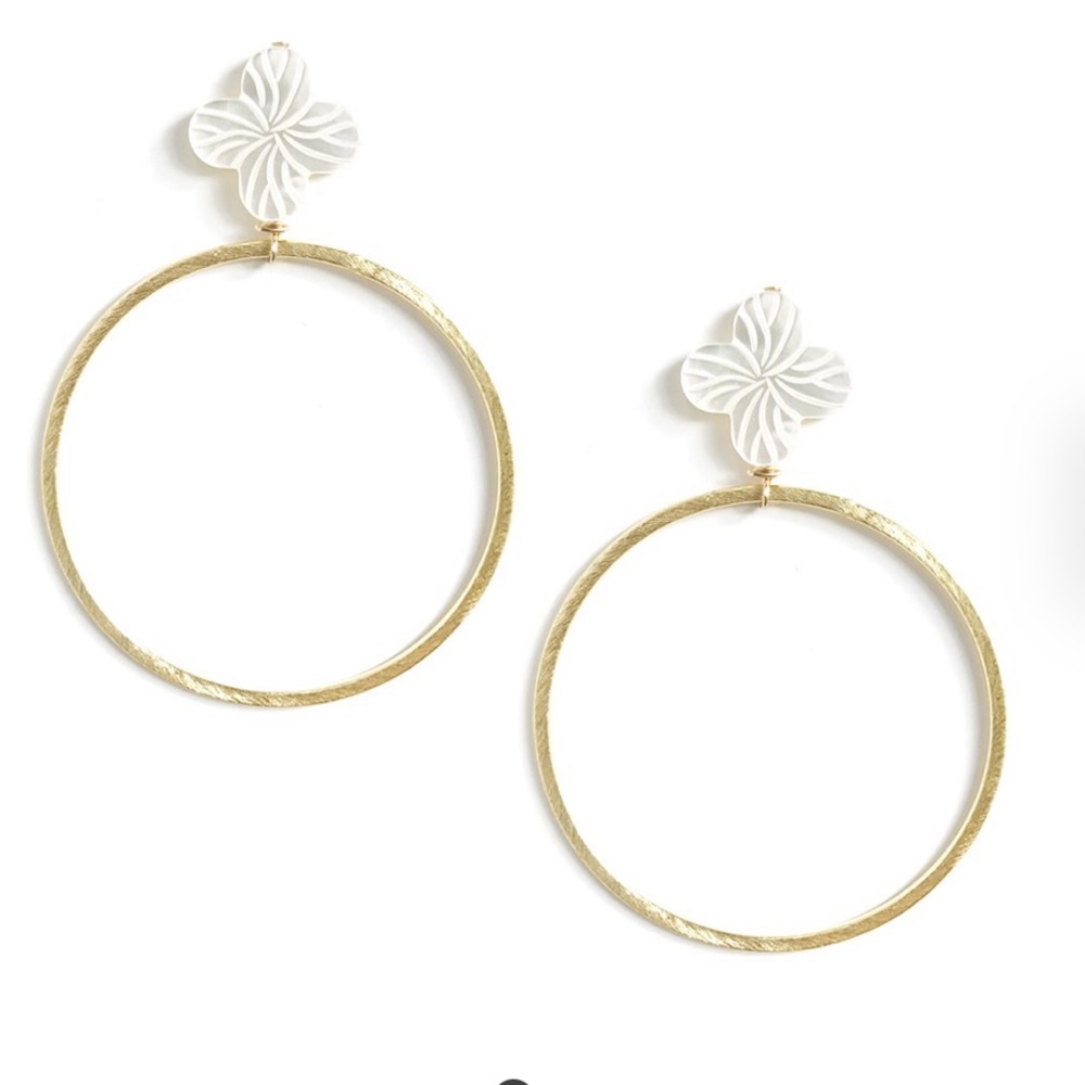 Kate + Mari mother of pearl gold hoop earrings